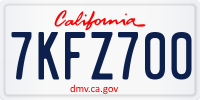 CA license plate 7KFZ700