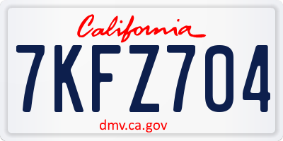 CA license plate 7KFZ704