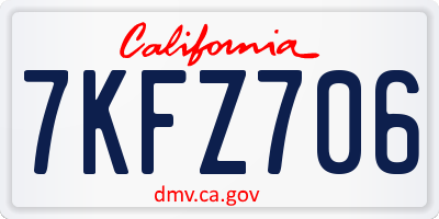 CA license plate 7KFZ706