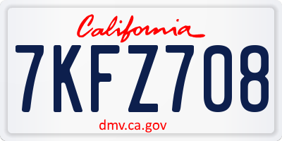 CA license plate 7KFZ708