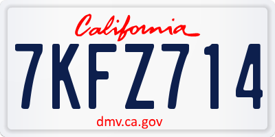 CA license plate 7KFZ714