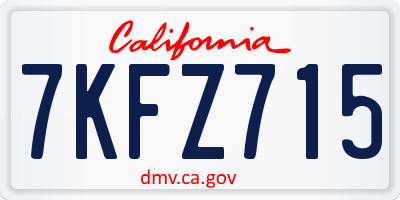 CA license plate 7KFZ715
