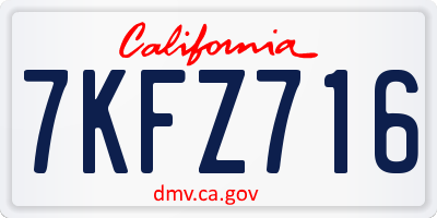 CA license plate 7KFZ716