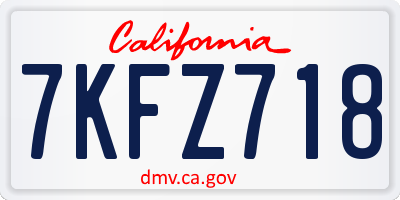 CA license plate 7KFZ718