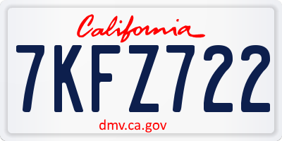 CA license plate 7KFZ722
