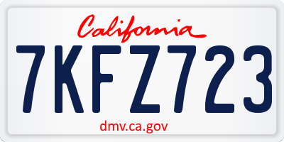 CA license plate 7KFZ723