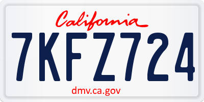 CA license plate 7KFZ724