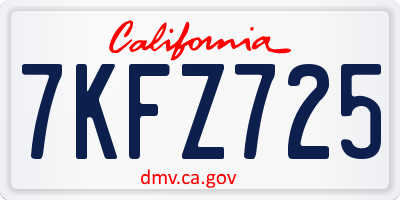 CA license plate 7KFZ725