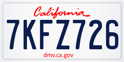 CA license plate 7KFZ726