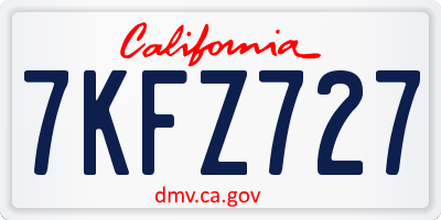 CA license plate 7KFZ727