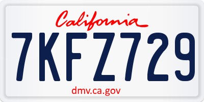 CA license plate 7KFZ729
