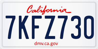CA license plate 7KFZ730