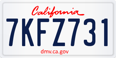CA license plate 7KFZ731