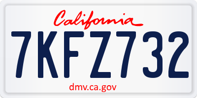 CA license plate 7KFZ732