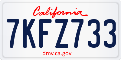 CA license plate 7KFZ733
