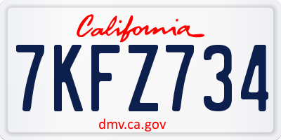 CA license plate 7KFZ734