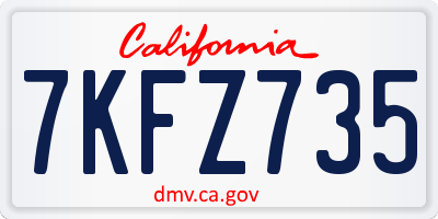 CA license plate 7KFZ735