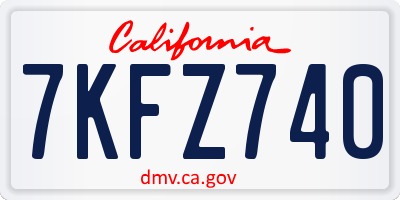 CA license plate 7KFZ740