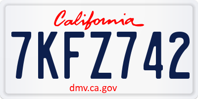 CA license plate 7KFZ742