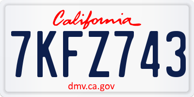 CA license plate 7KFZ743