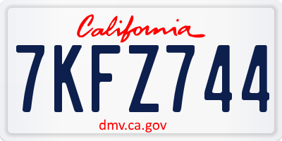 CA license plate 7KFZ744