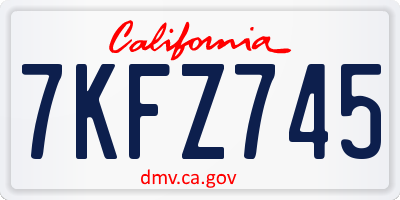CA license plate 7KFZ745