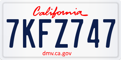 CA license plate 7KFZ747