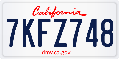 CA license plate 7KFZ748