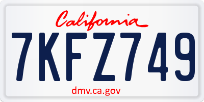 CA license plate 7KFZ749