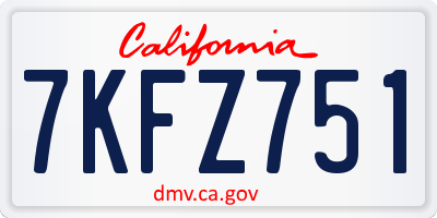 CA license plate 7KFZ751