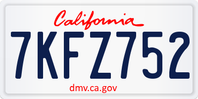 CA license plate 7KFZ752
