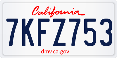 CA license plate 7KFZ753