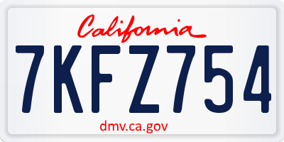 CA license plate 7KFZ754