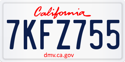 CA license plate 7KFZ755