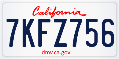 CA license plate 7KFZ756