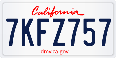 CA license plate 7KFZ757