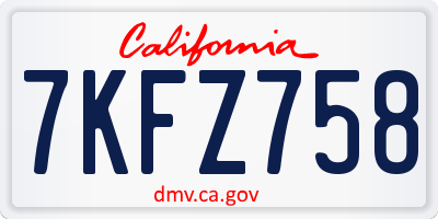 CA license plate 7KFZ758