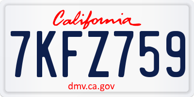 CA license plate 7KFZ759