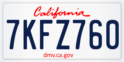 CA license plate 7KFZ760