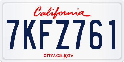 CA license plate 7KFZ761