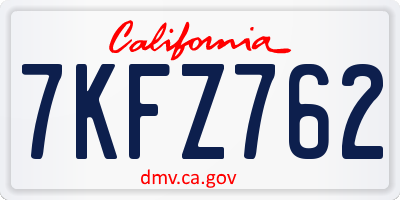 CA license plate 7KFZ762