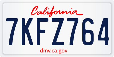 CA license plate 7KFZ764