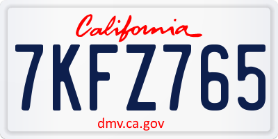 CA license plate 7KFZ765