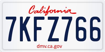 CA license plate 7KFZ766
