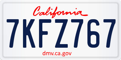 CA license plate 7KFZ767