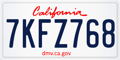 CA license plate 7KFZ768