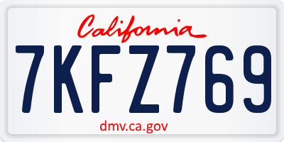 CA license plate 7KFZ769