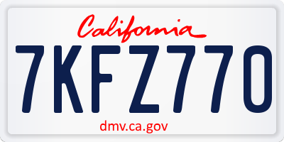 CA license plate 7KFZ770