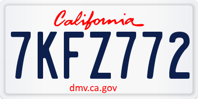 CA license plate 7KFZ772