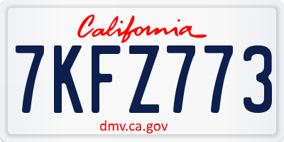 CA license plate 7KFZ773